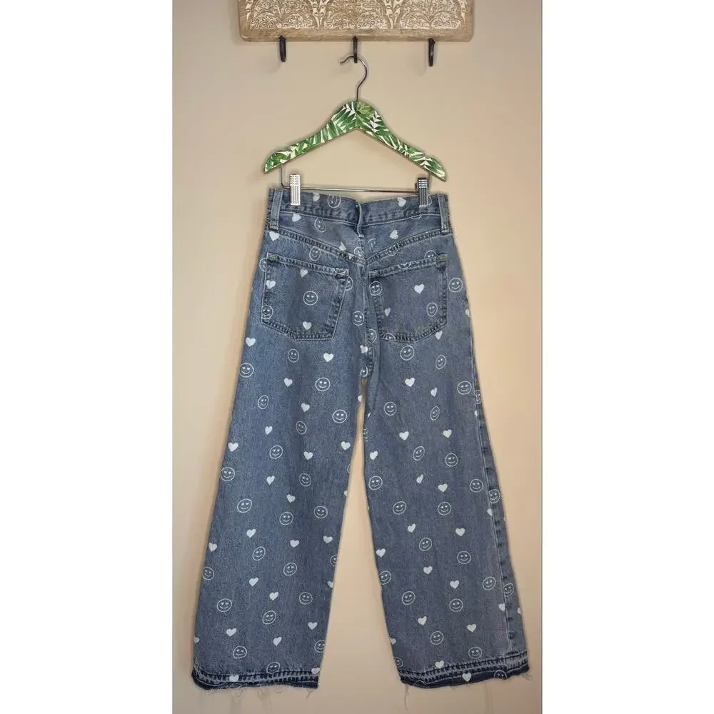 Old Navy Printed Baggy Wide Leg Girls Jeans sz 14